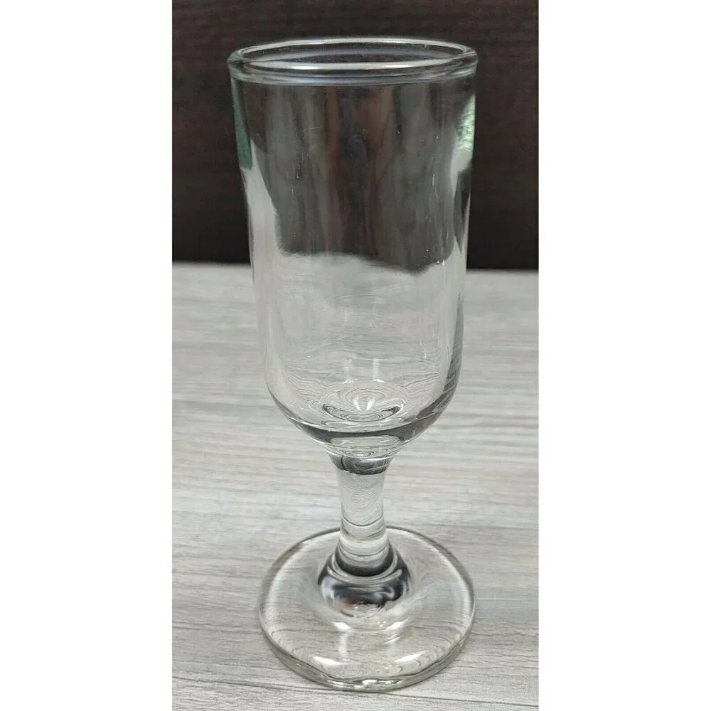 Clear Champagne Cordial Flute Shaped Glasses Short Stemmed Set of 4 Vintage
